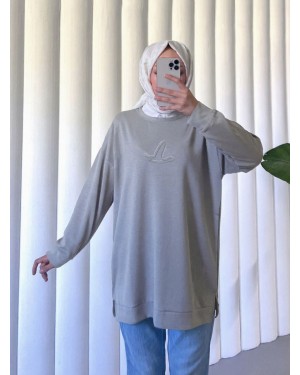 سترة أوسيهو المزخرفة بنقشة الطيور -رمادي فاتح