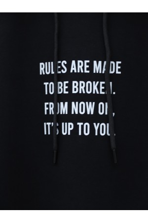 Kolları Çıtçıtlı Kapşonlu Sweat -Siyah