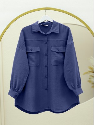 Çift Cepli Boydan Düğmeli Gömlek -Laci