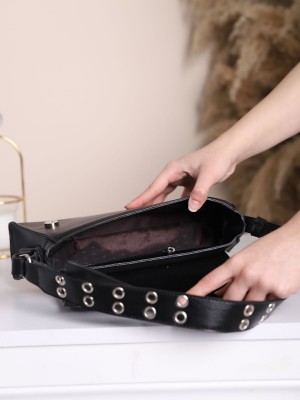 مقبض حقيبة الرغيف الفرنسي غير المتماثلة العيينة -أسود لامع