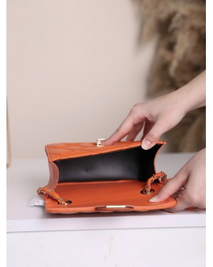 كيس مربع مبطن مفصل بسلسلة -البرتقالي