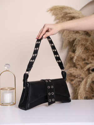 مقبض حقيبة الرغيف الفرنسي غير المتماثلة العيينة -أسود لامع