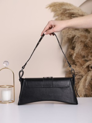 مقبض حقيبة الرغيف الفرنسي غير المتماثلة العيينة -أسود لامع