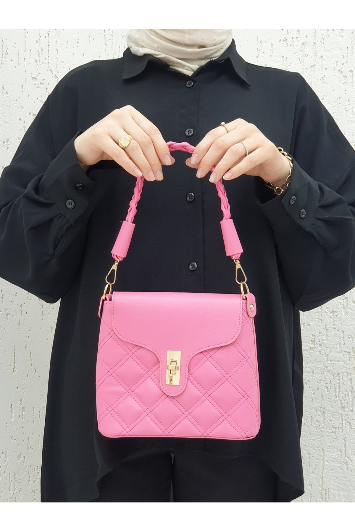 Ziplock Bag with Handle and Strap -Pink detay görseli