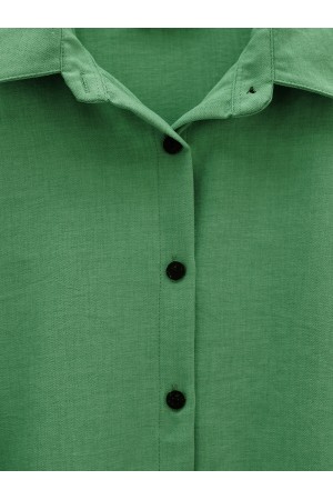 Buttoned Trousers Shirt Linen Set -Green