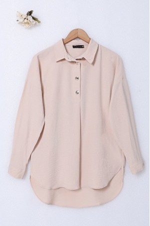 Patı Çıtçıtlı Polo Yaka Ayrobin Takım -Bej