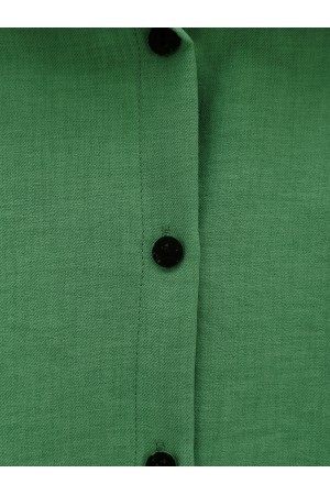 Buttoned Trousers Shirt Linen Set -Green