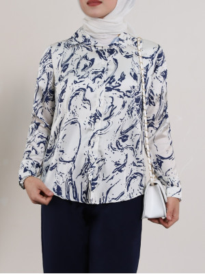 Sulu Desen Saten Gömlek -Laci