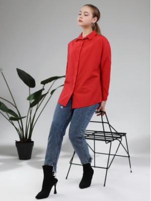 Boydan Düğmeli Gömlek -Kırmızı