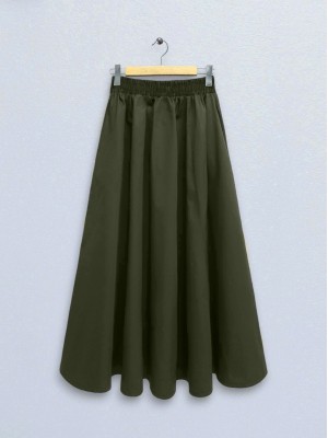 Double Pocket Poplin Flared Skirt with Elastic Waist    -Camouflage