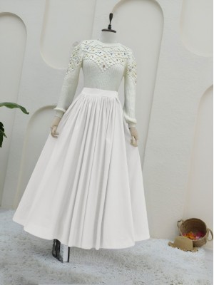 Beli Lastikli Poplin Prenses Etek -Ekru