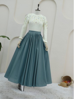 Beli Lastikli Poplin Prenses Etek -Petrol