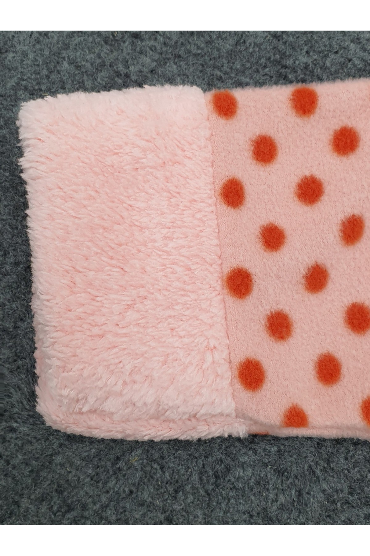 Polarlı Peluşlu Puantiyeli Pijama Takım -Pudra
