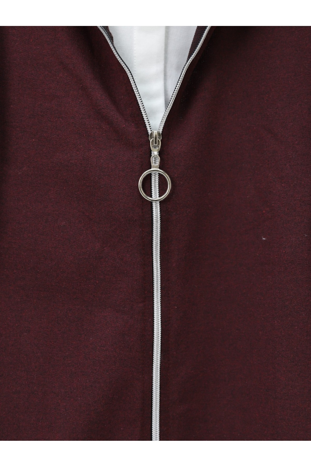 Full Zipper Hooded Coat -Maroon