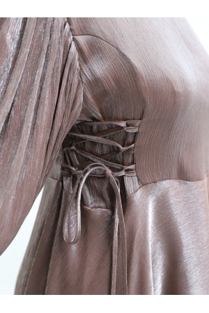 Yanları Bağlamalı Balon Kol Jakarlı Abiye -G.Kurusu