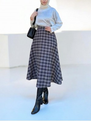 Beli Fermuarlı Tüvit Çan Etek -Siyah