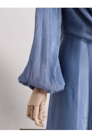 Önü Dökümlü Kuyruklu Balon Kol Abiye -Bebe Mavi