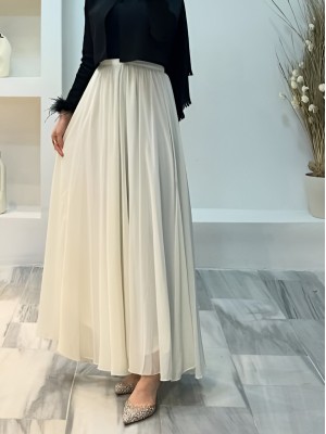 Beli Lastikli Kemerli Şifon Etek -Taş