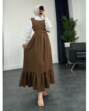 Top Buttoned Shirt Double Suit Gilet -Brown