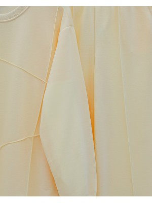 بدلة قطنية ممشطة مع بنطلون عشبي بخيطين -اللون البيج