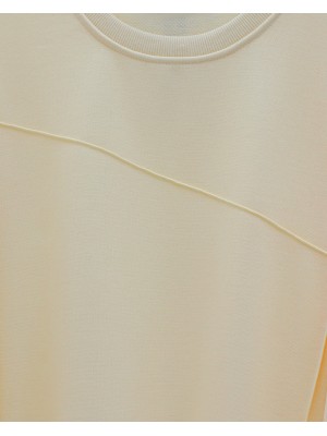 بدلة قطنية ممشطة مع بنطلون عشبي بخيطين -اللون البيج