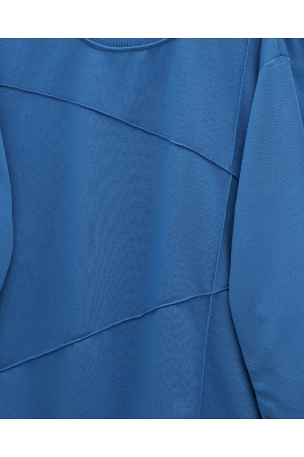 Combed Cotton Suit with Two-String Grass Trousers -Blue