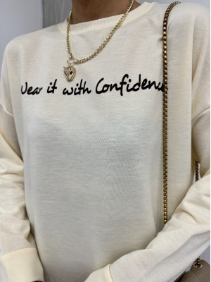 Printed Combed Cotton Sweat -Cream color