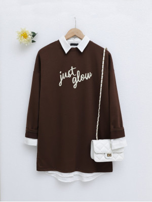 Baskılı Penye Sweat -K. Kahve