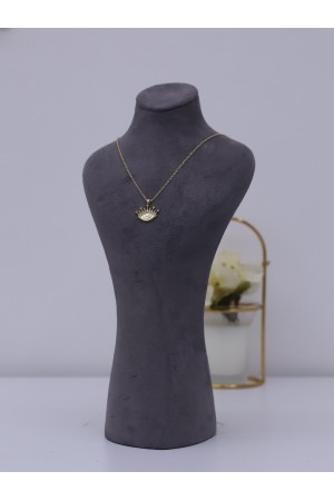 Taçlı Göz Motifli Solmayan Zirkon Kolye -Altın