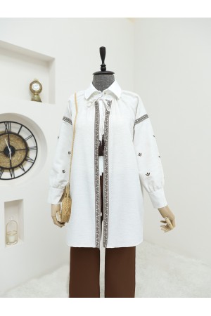 Nakış Detaylı Kimono -Taş