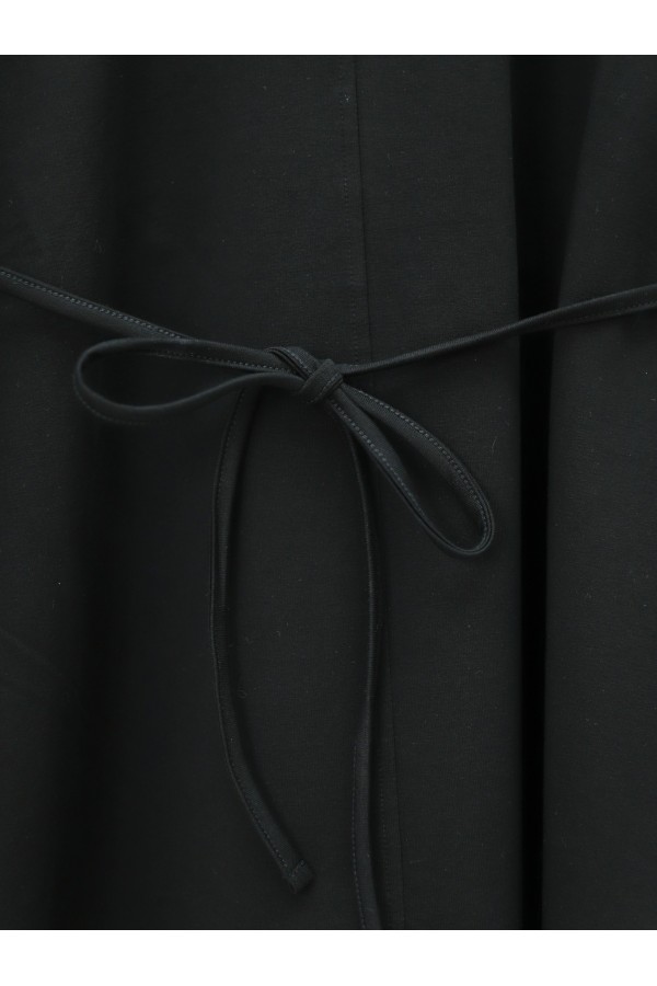 Slit Waist Tied Sweater with Stitching Detail -Black