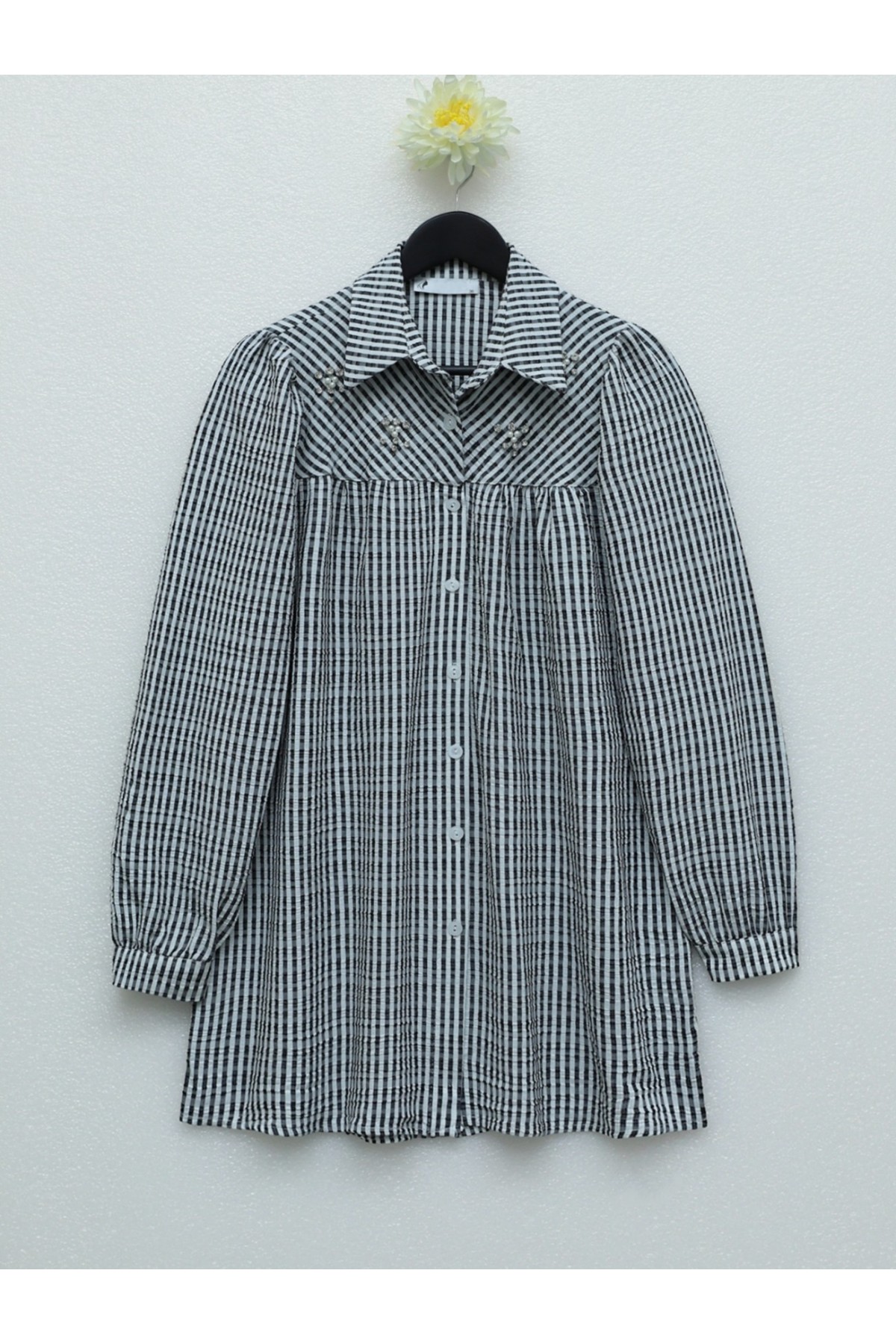 Seersucker Shirt  -Black