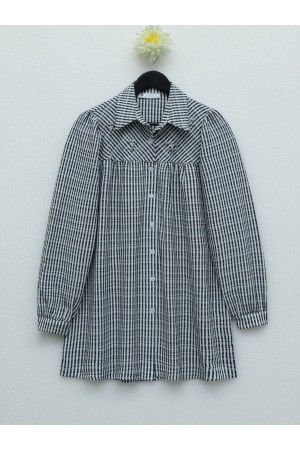 قميص قطني مزين بالحجر  -أسود