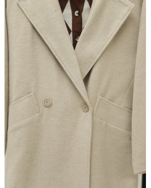 Oversize Bag Pocket Lined Coat -Stone