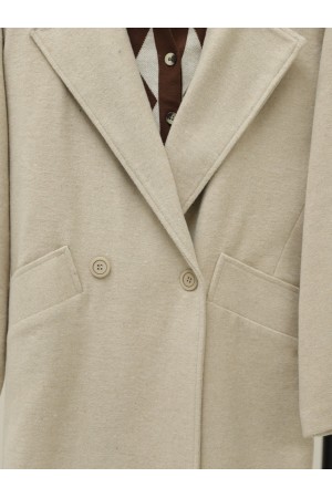 Oversize Torba Cepli Astarlı Kaşe Kaban -Taş