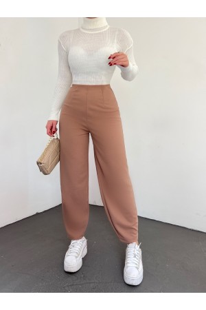 Beli Lastikli Balon Pantolon -Vizon