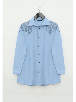 Desenli Pul Payet Tunik -Bebe Mavi