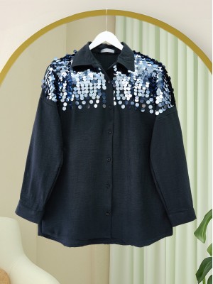 Robadan Pul Payet Tunik -Siyah