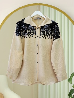 Robadan Pul Payet Tunik -Vizon