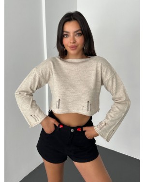 قارب الرقبة تريكو المحاصيل -حجر