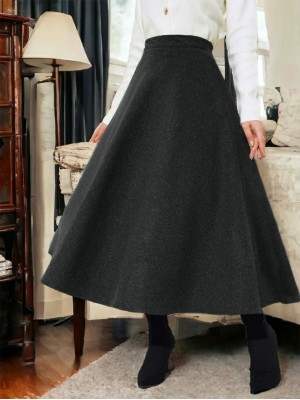 Zippered Cashmere Bell Skirt   -Smoked 