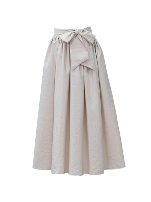 Piliseli Kemerli Paraşüt Etek -Bej