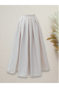 Beli Lastiki Piliseli Kabarık Paraşüt Etek -Bej