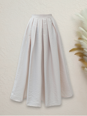 Beli Lastiki Piliseli Paraşüt Etek -Bej