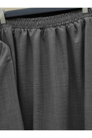 Linen Suit with Elastic Waist and Lace -Anthracite