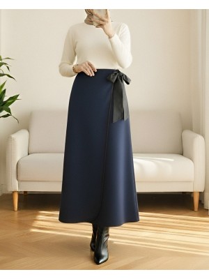 Beli Lastikli Bağlamalı Biyeli Kaşe Etek -Laci