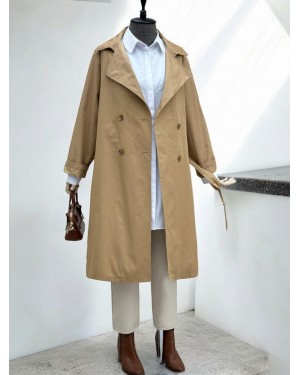 Bolero Detail Belted Trench Coat -Mink color