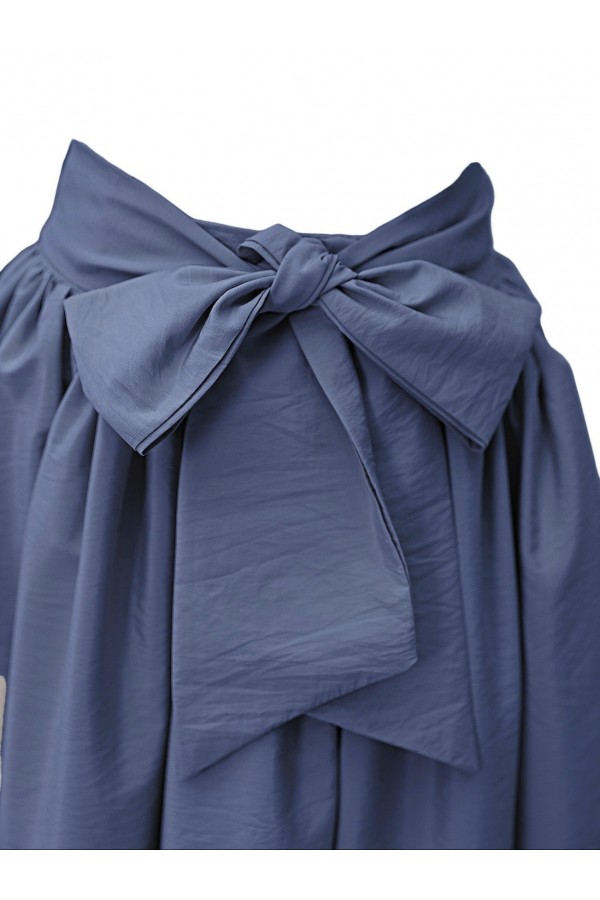 Pleated Belted Parachute Skirt  -İndigo