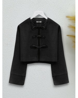 Lace Front Cashmere Jacket -Black