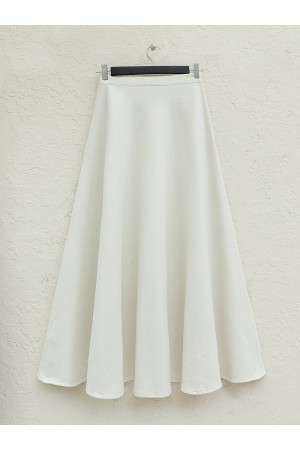 Fermuarlı Kaşe Çan Etek -Ekru